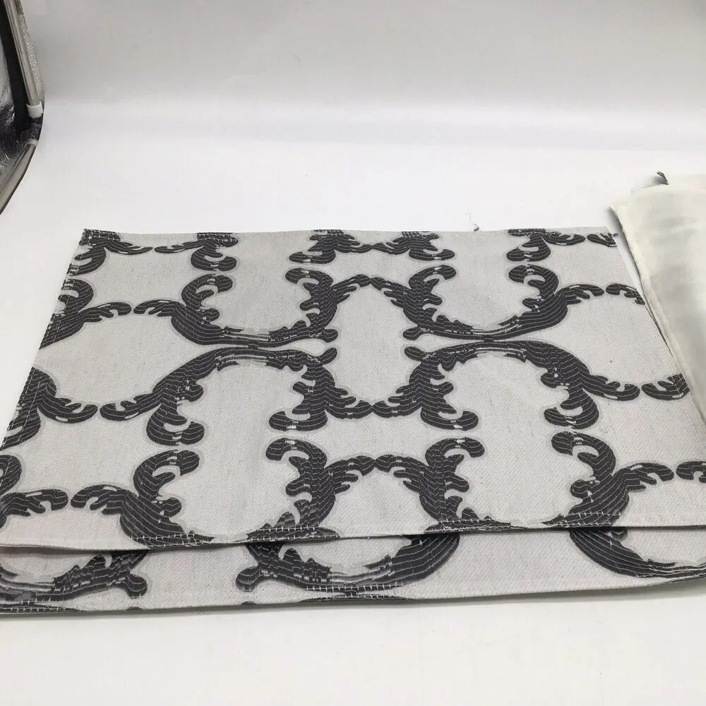 Black & White Textured Fabric Placements Set 8 A La Carte Dainty Home Some NEW